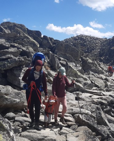 Family hiking together